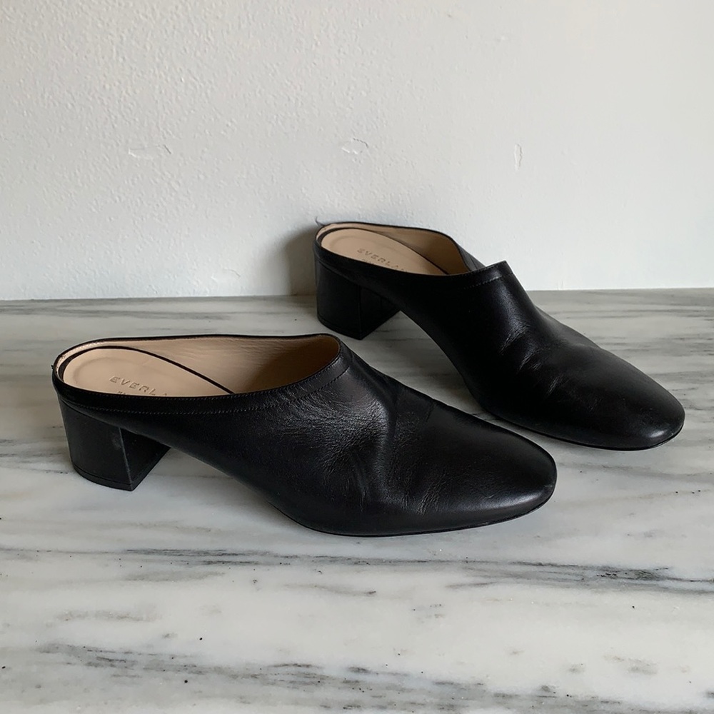 Everlane The Day Heel Mule Black Leather